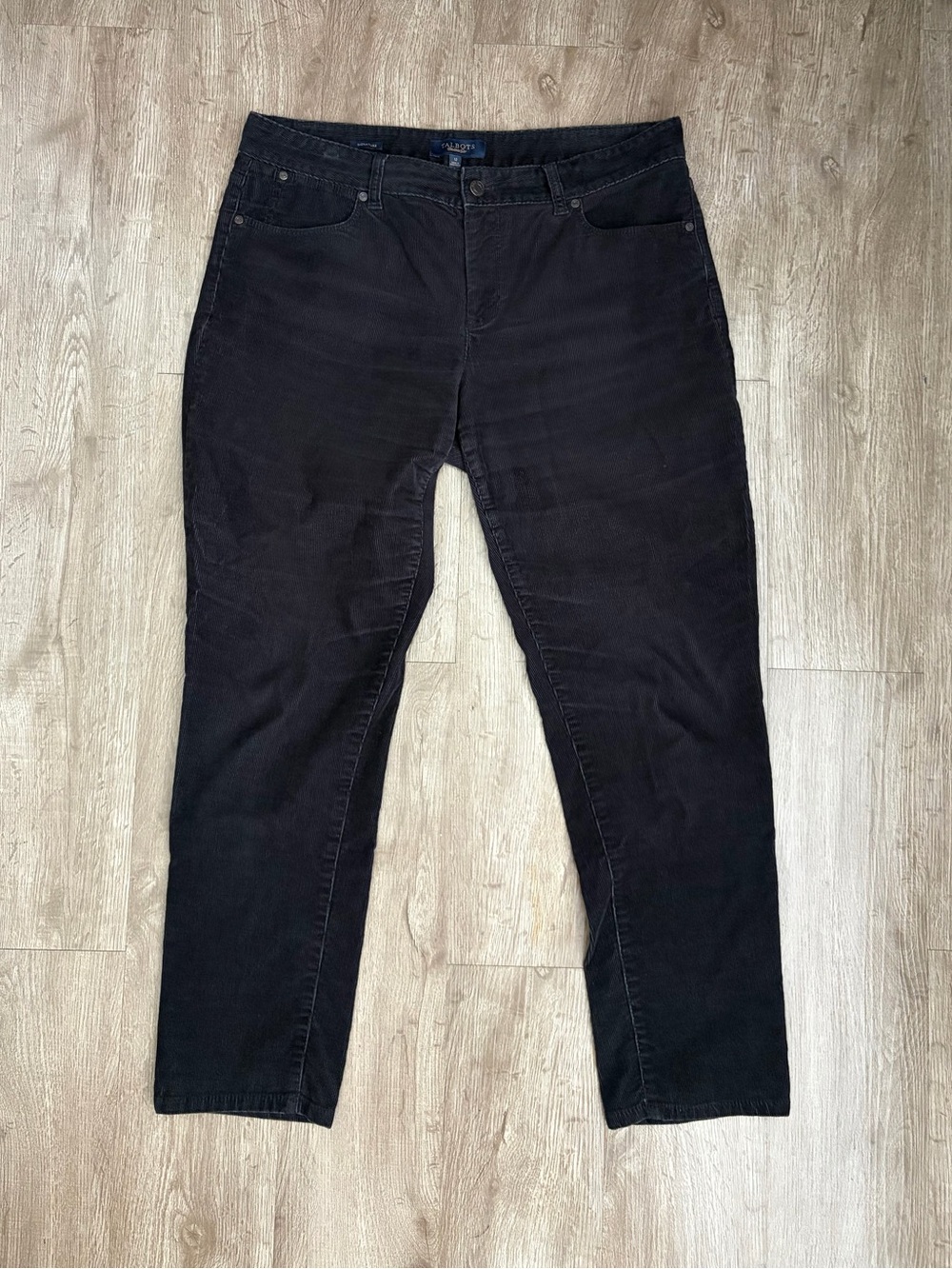 Talbots Signature Black Corduroy Slim Straight Pants Size 12